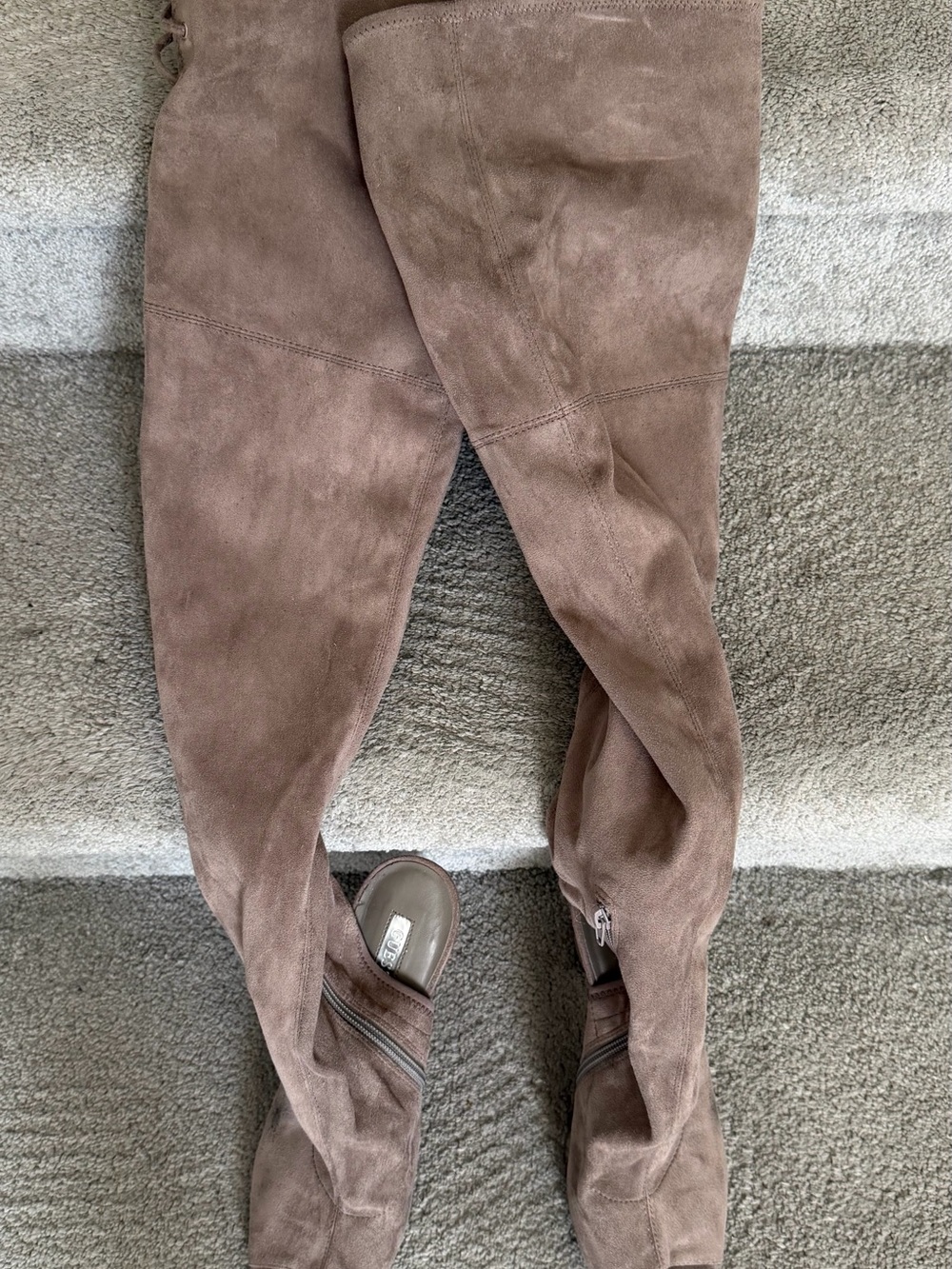 Suede Over-the-Knee Boots in Taupe
